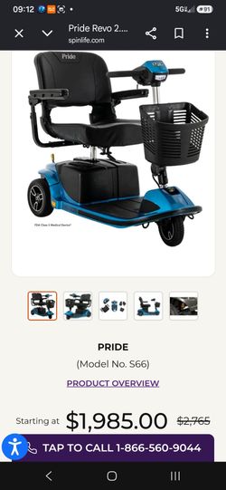 Pride Revo 2.0 Mobility Scooter S66 electric 4 wheel chair disabled handicapped cart