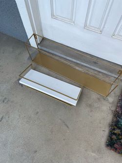 Wall floating metal / wood shelves (2) - one is - 24 inches long / the other is 16 inches long