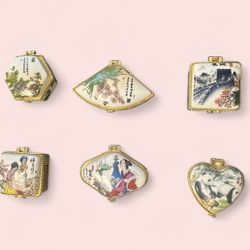 Set Of 6 Porcelain Trinket Boxes