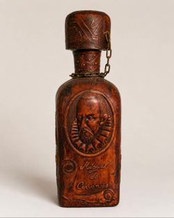 Vintage Miguel de Cervantes / Don Quixote Leather Decanter