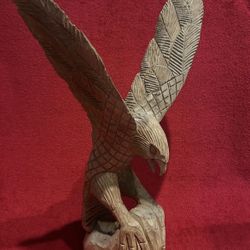 Hand Carved Wooden Eagle Sculpture 24”