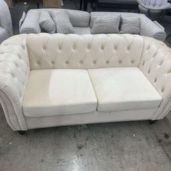 Accent Sofa, Chesterfield Loveseat Modern Velvet Couch Upholstered Sofa with Tufted Back for Living Room Furniture