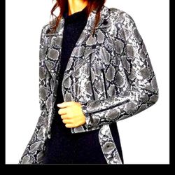 BCBG MaxAzria Moto Crop Jacket leather motorcycle Snakeskin