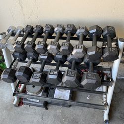 5 Through 30 Lbs Dumbbell Set With Rack PRICE IS OBO!!