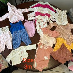 Baby girl clothes, size 3 months