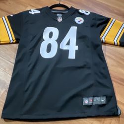 Nike Youth NFL Team Apparel Pittsburgh Steelers #84 BROWN Black Jersey L 14/16 No rips, tears or stains 