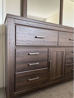 Modern Dark Wood Dresser with Mirror