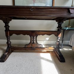 Antique Table With Roller Bearing Slides