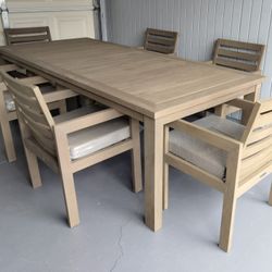 Outdoor patio teak wood table and 8 chairs 