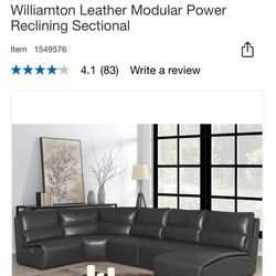 5 Piece Electric Leather Sofa Sectional Excellent Condition 
