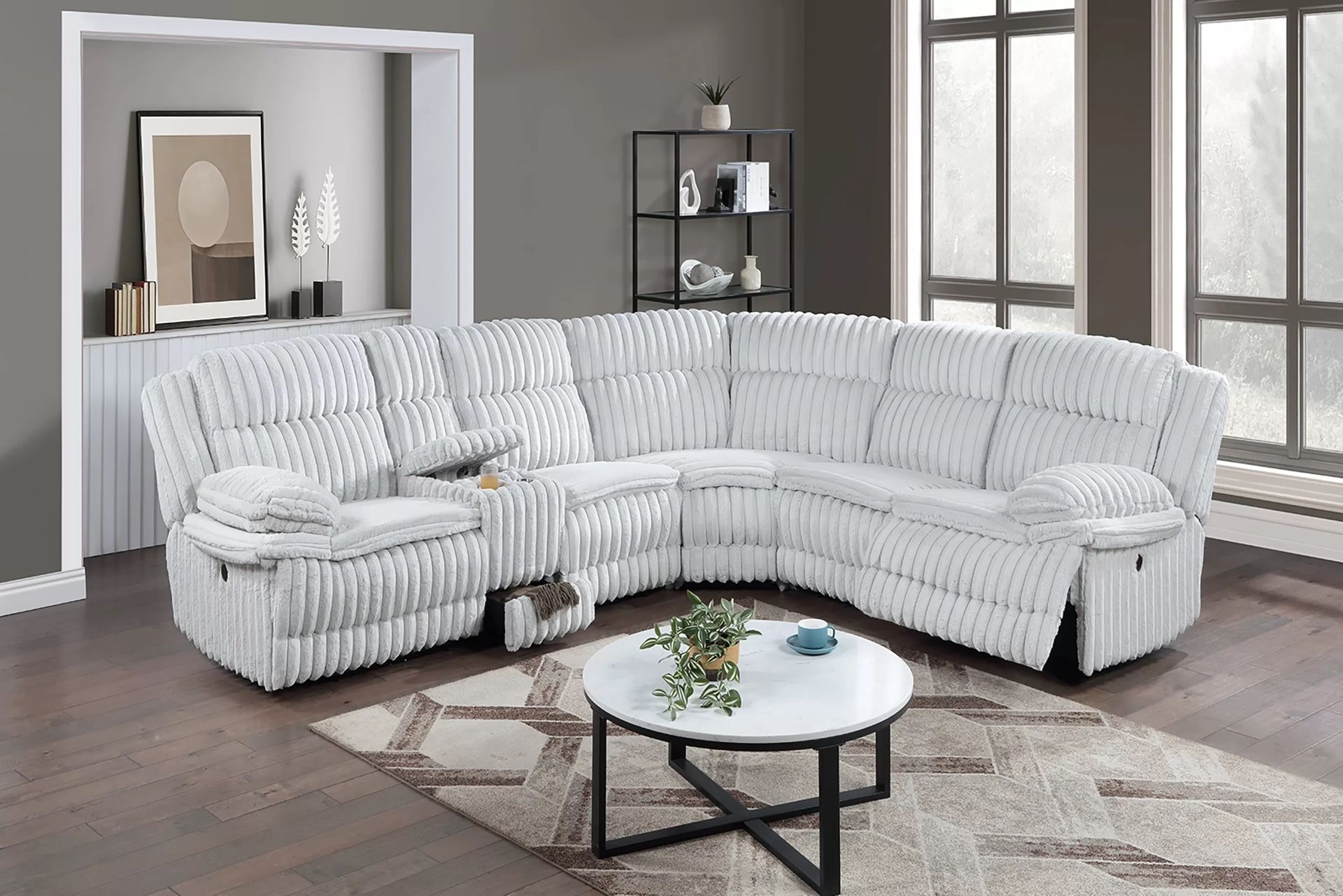 New Power Recliner Corduroy Sectional Couch / Free Delivery