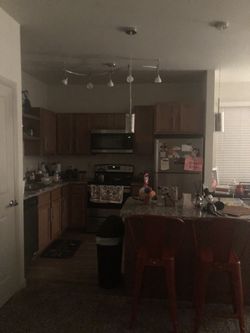 2 Bar Stools - Red Industrial Metal Pair