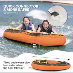 MADOG Towable Tube for Boating, Inflatable Boat Tube for Water Sports, Capacity, Quick Inflation & Deflation