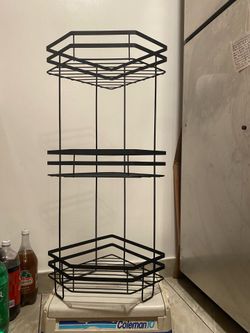 3-Tier Black Metal Corner Shelf
