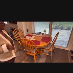 Dining Table  4 Chairs Wood 