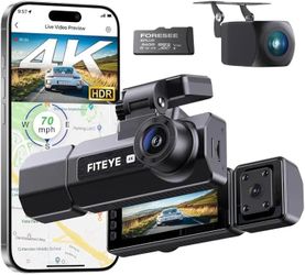 Fiteye 3 Channel 4k Dash Cam Imx335 Starvis Sensor, 4k+2k Front/rear