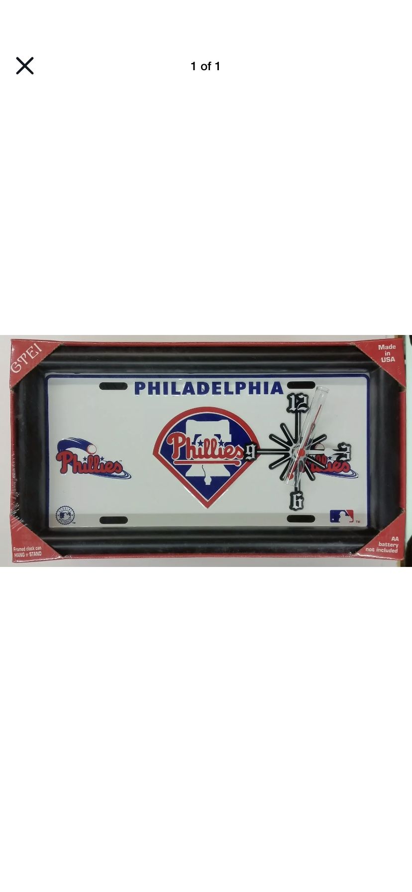 New sealed Philadelphia Phillies MLB Frame license plate Clock Qartes Man cave