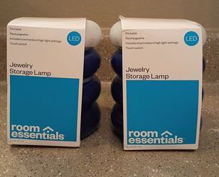 New- Set Of 2 LED Bulb Portable Cordless Storage Novelty Table Lamp With Rechargeable Battery And A On & Off Push Button 