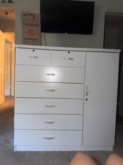White dresser with bling handles
