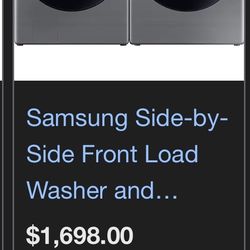 Side-by-Side Front Load Washer and Electric Dryer Set in Platinum