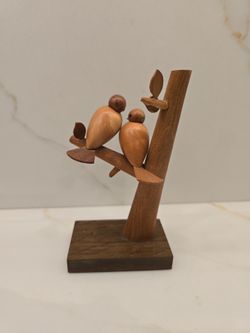 Vintage Polish Wood Bird Figurine by S. Sitarski & J. Fedorowicz