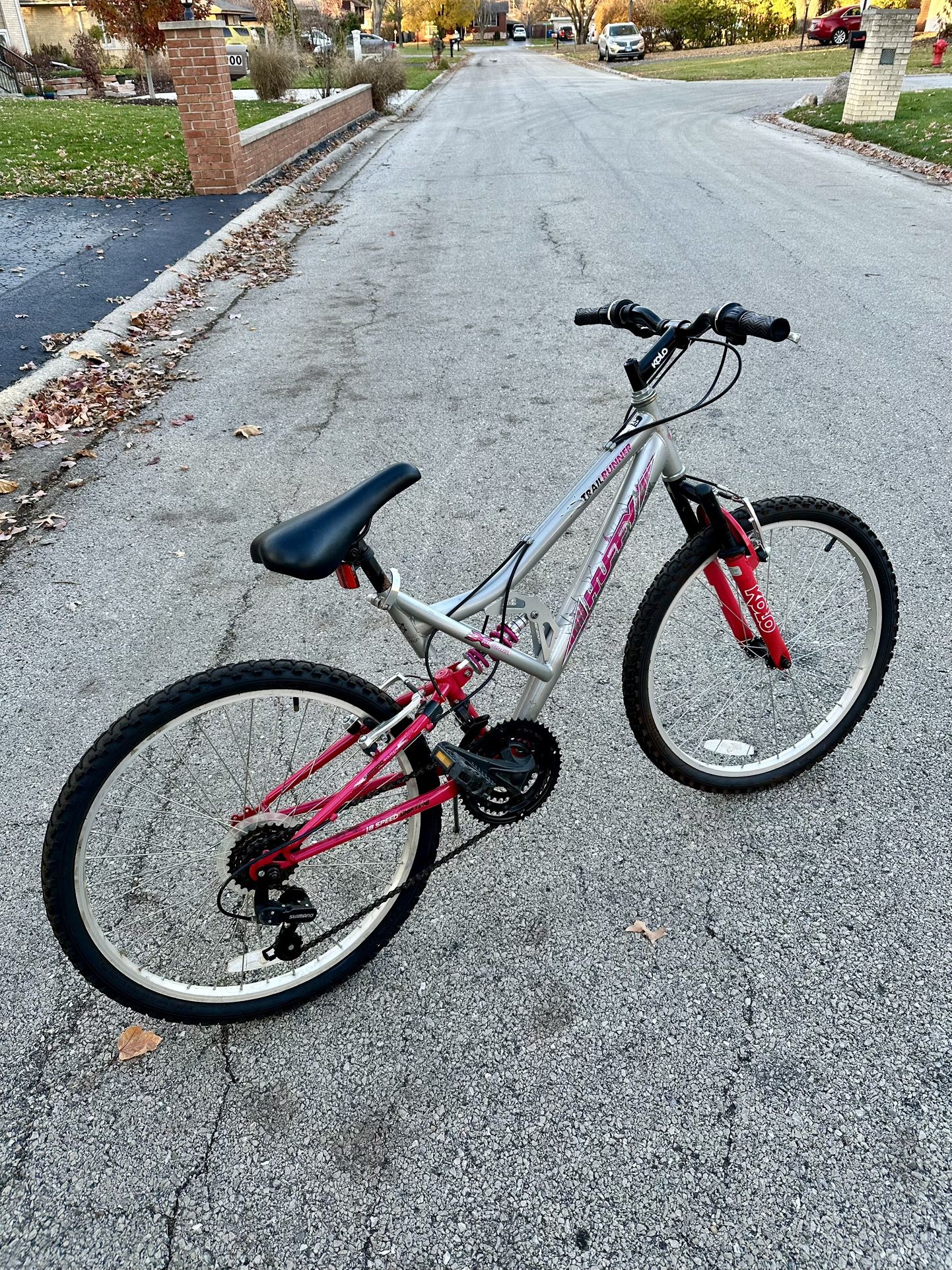 Huffy Trail Runner, 24 Inch, 18 Speed, 2x Dual Suspension, $90