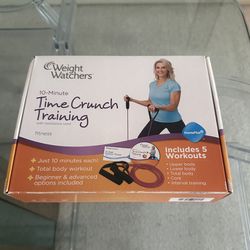 New WeightWatchers 10 Minute Time Crunch Training Kit  System DVD 5 Workouts Latex Resistance Cord