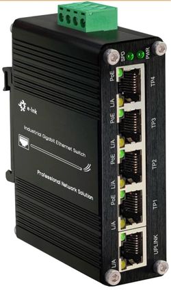 5-Port Gigabit PoE Industrial Unmanaged DIN-Rail Switch, 30W/Port, 10Gbps