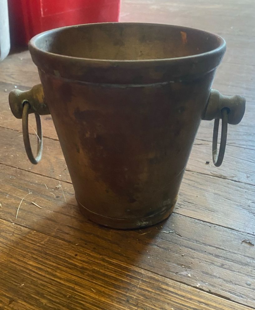 Antique brass bucket