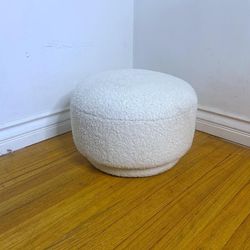 White Modern Teddy Upholstered Mushroom Shape Ottoman