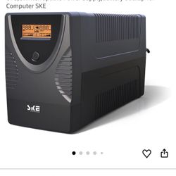 Ups Battery Backup and Surge Protector 1250VA/720W,Computer Uninterruptible Power Supply Units,Battery Backup Intelligent LCD,SKE Back UPS,Uninterrupt