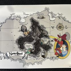 Disney Pin DLR Mini Pin Series 2001 Neverland GWP Set Of 6 Pins + Map