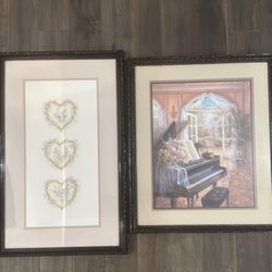 Art Frame With Piano And Harts 