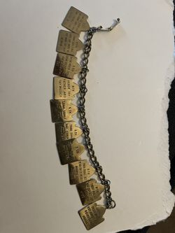 Vintage Gold Tone 10 Commandments Bracelet 