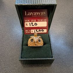 Gold Owl Diamond Ring