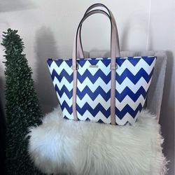 Kate Spade New York South of the Border Medium Harmony Shoulder Bag, Blue & White Chevron