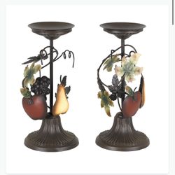 Home Interiors sonoma villa pattern metal candle holders