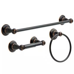Porter 3-Piece Bath Hardware Set with 18 in. Towel Bar, Toilet Paper Holder, Towel Ring in Oil Rubbed Bronze