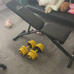 Bench and dumbell weights 20+ lbs adjustable