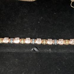 Tri Colored Gold Diamond Bracelet