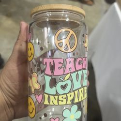 Last Minute Christmas Gifts 16oz Glass Cup With Lid And Straw