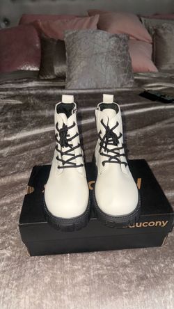 White Lace-Up Combat Boots