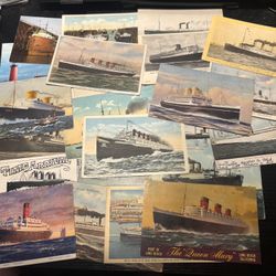 LOT: Antique ocean liner postcards