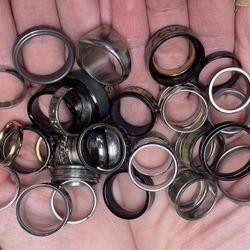 Various non-precious assorted rings-40-mostly stainless steel