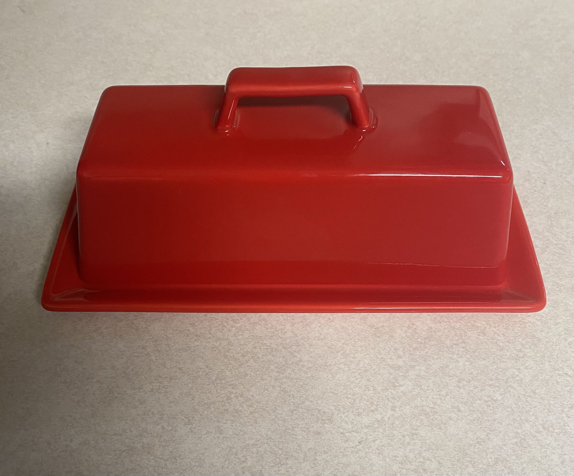 Porcelain Butter Dish with Lid, Red