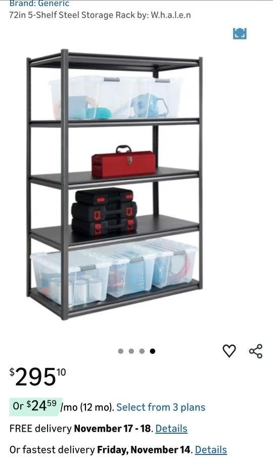 Whalen 5 Shelf Heavy Duty Storage Rack