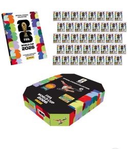 2026 Panini Soccer FIFA World Cup Sticker Stadium Box + Hard Cover + 40 Stickers Pack