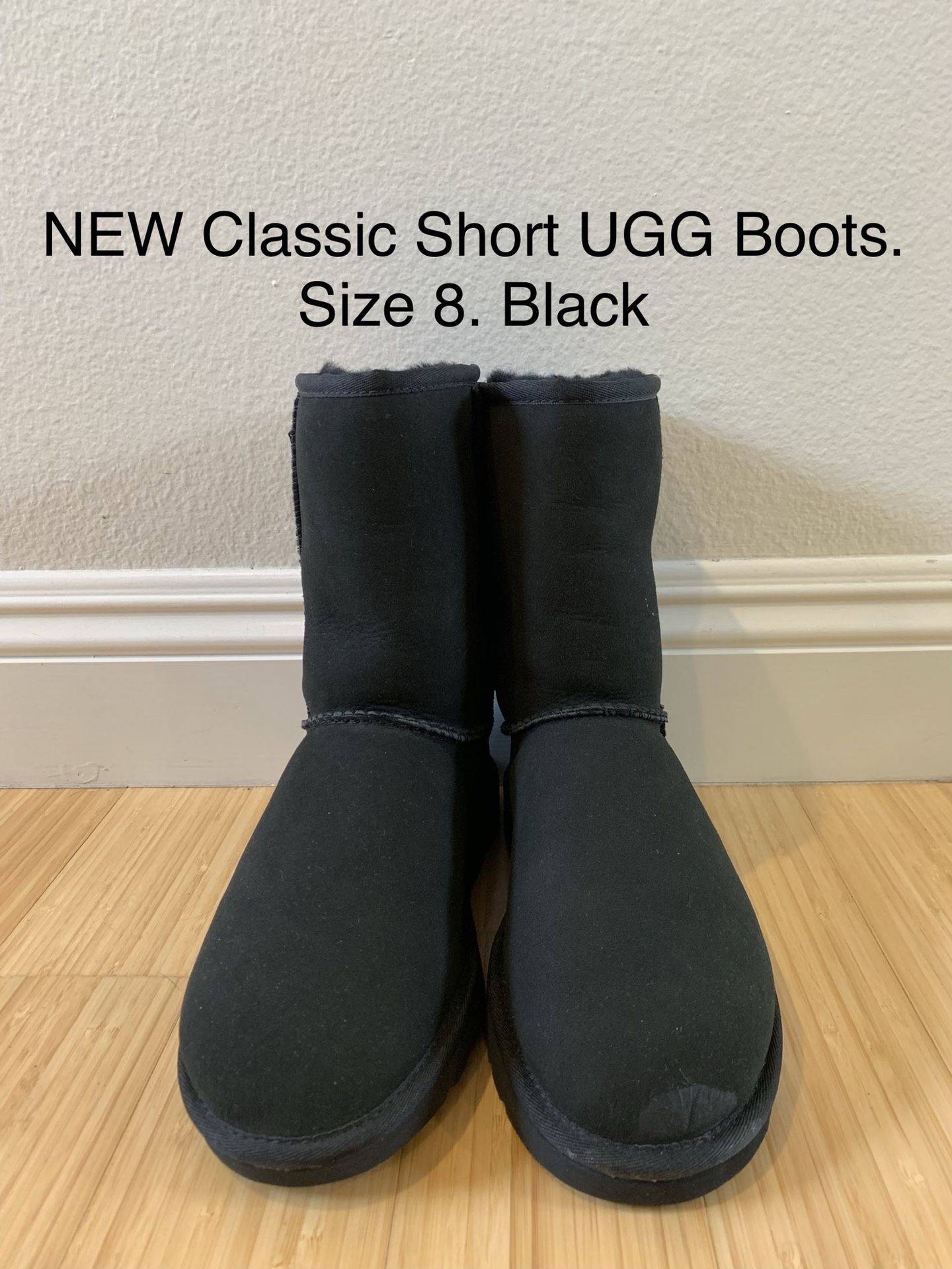 NEW Classic Short UGG Boots. Size 8. Black.