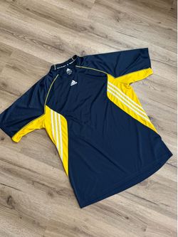 Adidas navy blue and yellow long sleeve shirt Size XL #athleticwear #sportswear #vintage #soccer #football