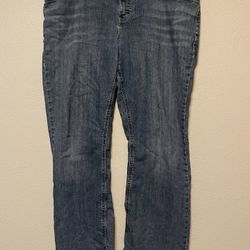 Dickies, Women’s Blue Denim Straight Relaxed Jeans Pockets, Size 18